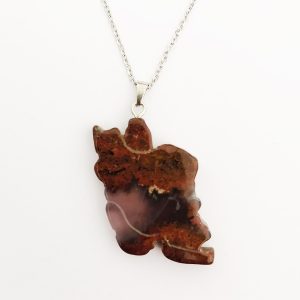 گردنبند نقشه ایران با سنگ شجر خراسان (نام مدل: سرخاب)